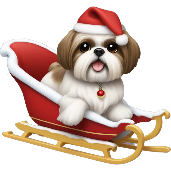 Shih Tzu on a sleigh  emoji
