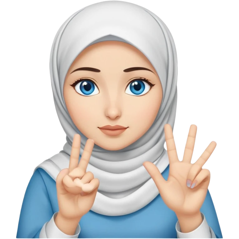 Turkish beautiful finish Konya girl blue eyes with hijab and saying no with hand gesture emoji