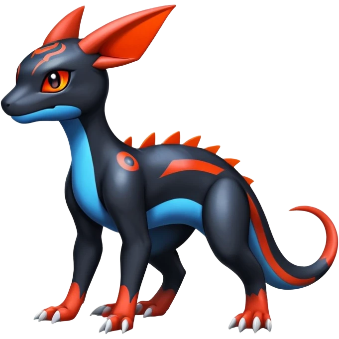 Cute Shiny Guilmon-Salandit-Umbreon-Fakémon-hybrid-creature (full body)  emoji