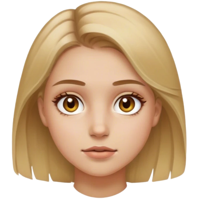 Girl with light but visible natural makeup and dirty blond hai r with hazel eyes emoji