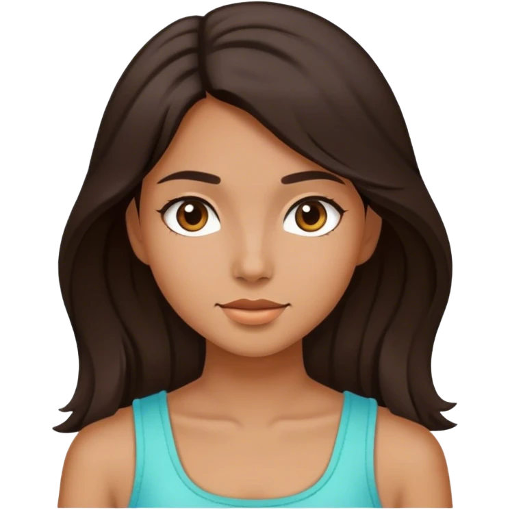 a girl with dark brown hair and with a summer outfit emoji