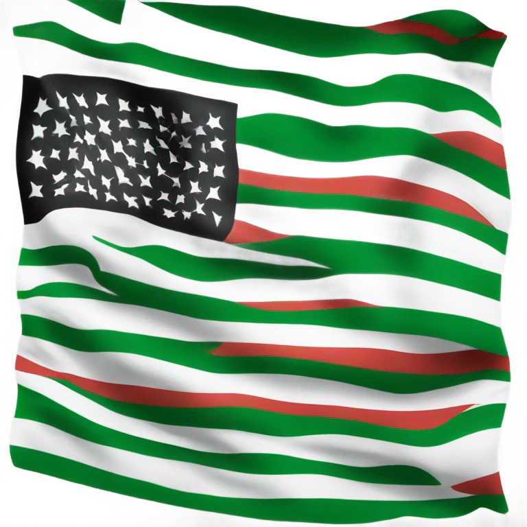 Make me the Syrian flag, the top colour in green, the middle colour in white with 3 red stars, and the bottom colour in black emoji