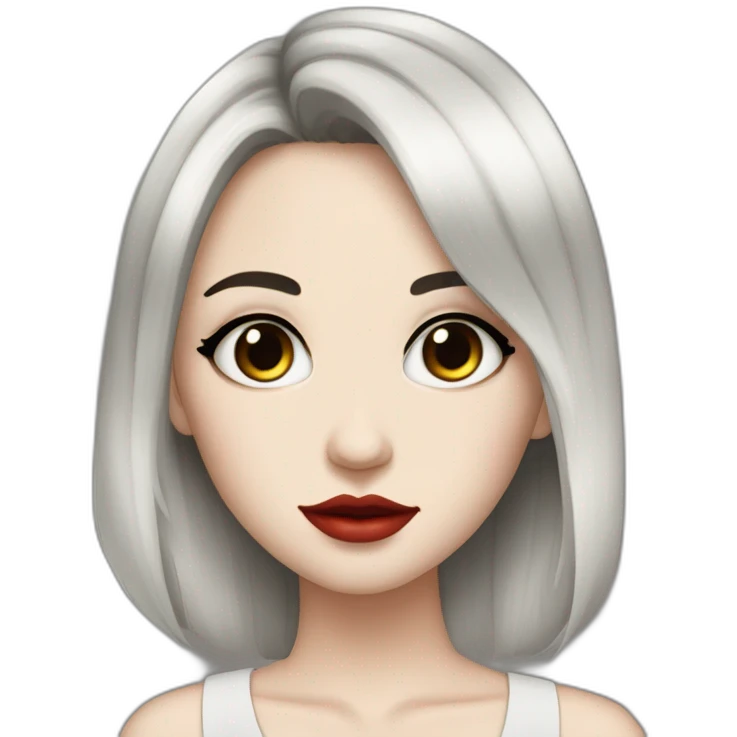 Beautiful young woman,Black hair,long hair,White skin,oval face,big eyes,Blackeyes,Redlips,Chinese emoji