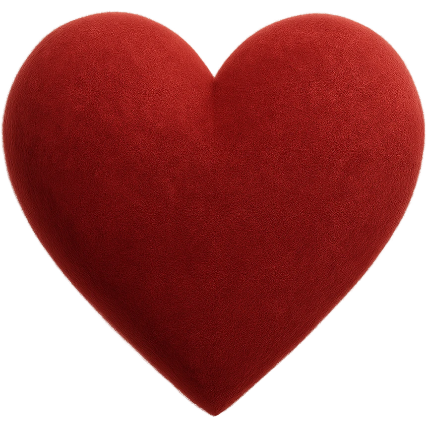 heart with a soft velvet flocking texture, digital illustration, no background emoji