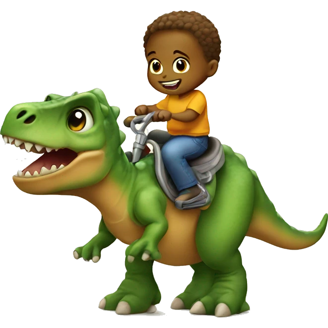 A baby riding a dinosaur  emoji