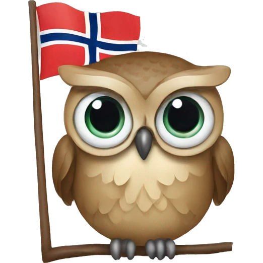 owl with Norwegian flag and beans emoji