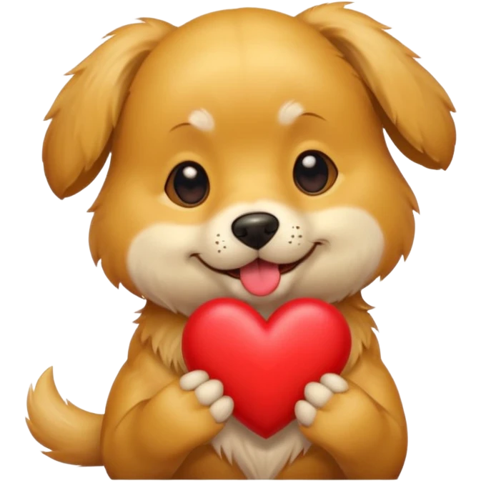 A dog holding a heart in its mouth emoji