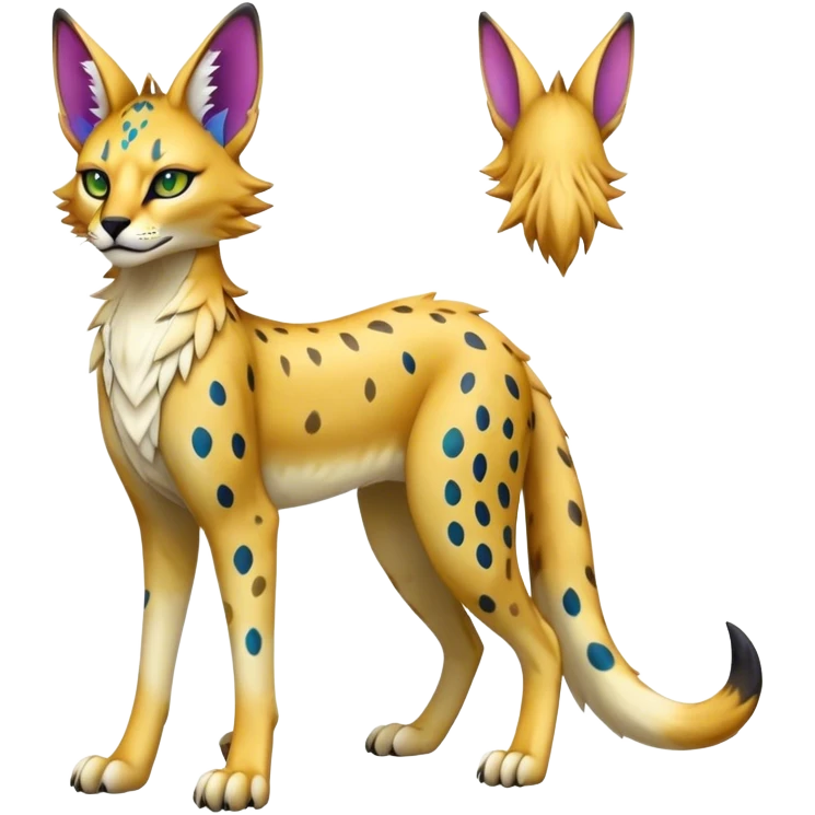 Epic Edgy Colorful ethereal eldritch Sergal-Serval-Fionbri full body emoji
