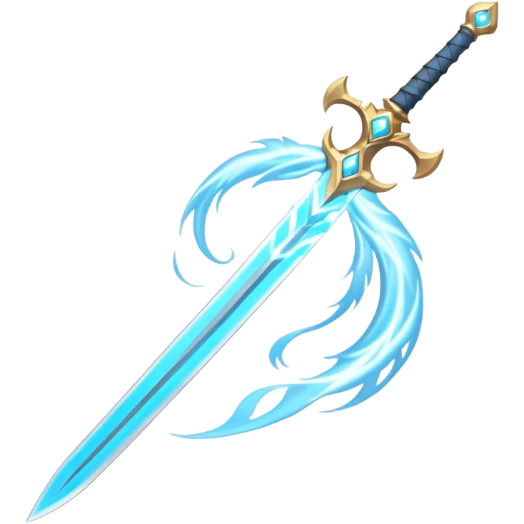 wind elemental sword object icon, elegant fantasy sword, swirling wind aura around the blade, light blue glow, floating air particles, 3D cartoon, mobile game icon style, centered, clean background, soft shadow, no text, no watermark
 emoji