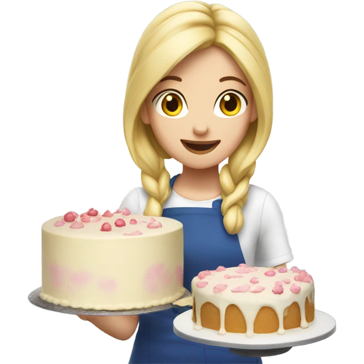 Blonde girl making cake emoji