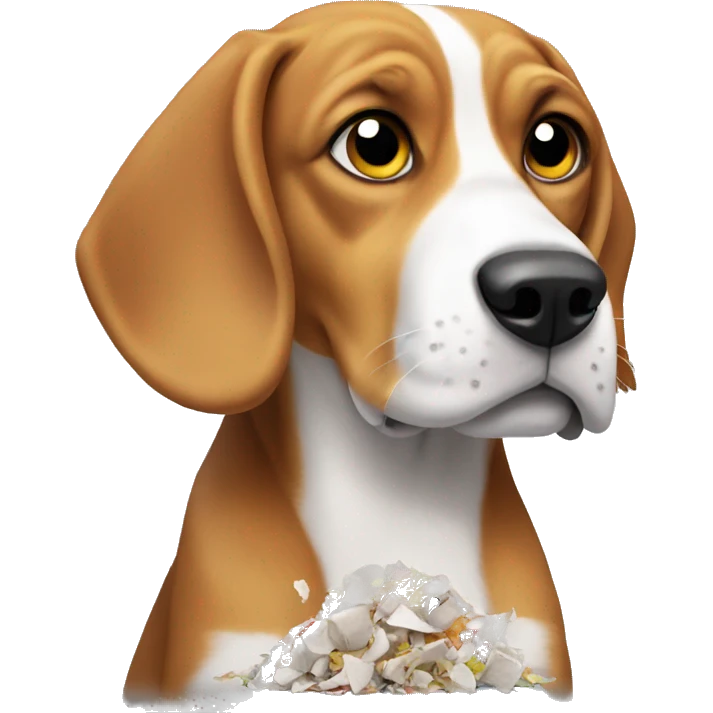 beagle eating rubbish emoji