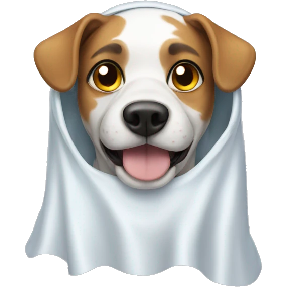A dog in a ghost costume emoji