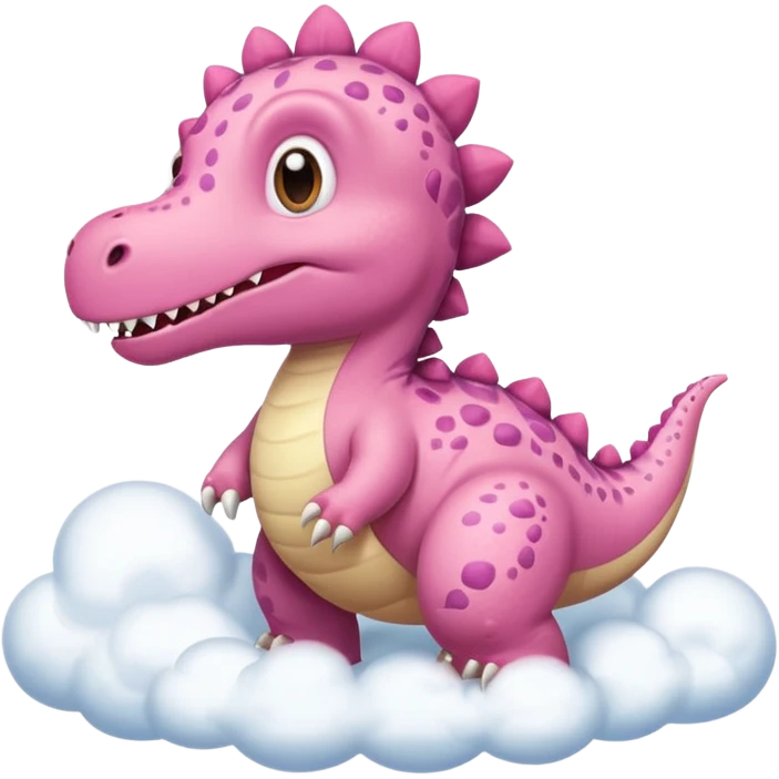 Dinosaurio rosa tierno, diciendo en una nube "Raw" emoji