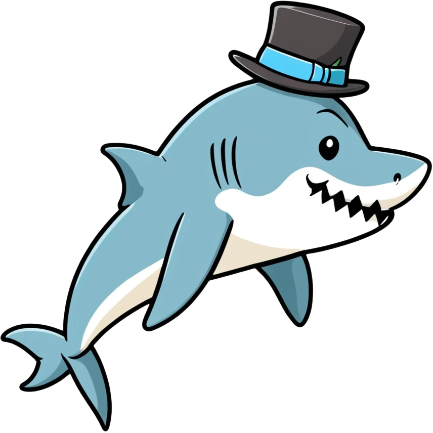 Shark with a top hat emoji