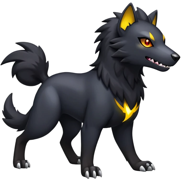 Shiny Exotic Excessive Mysterious Houndour-Poochyena-Pokémon-Fakémon-hybrid-creature (full body) emoji