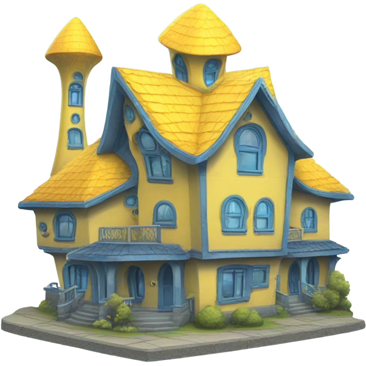 a alien home house in jellow/blue emoji