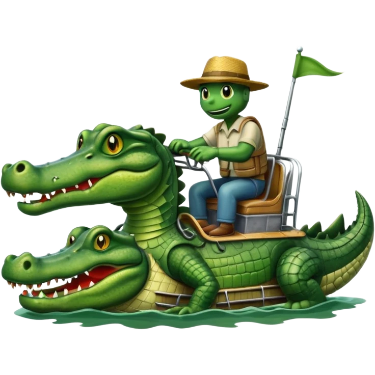 An alligator riding an airboat emoji