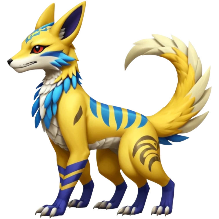 Tribal Tropical Renamon-Zeraora-Bastet-Latias-Vernid-Sergal-fusion-hybrid-creature emoji
