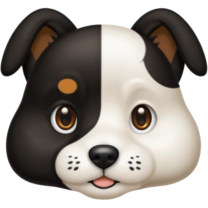 Chien noir avec poitrine et patte avant droite blanche emoji