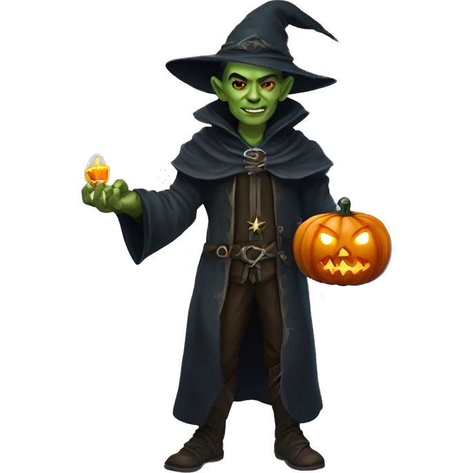 half-orc male wizard necromancer pumpkin emoji