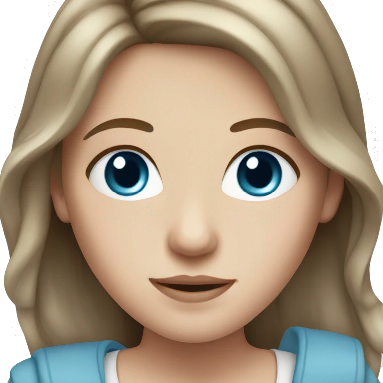 white girl with brown hair and light blue eyes emoji