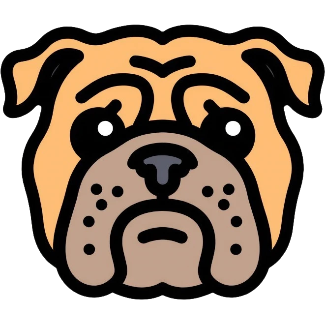 bulldog face with wrinkles emoji