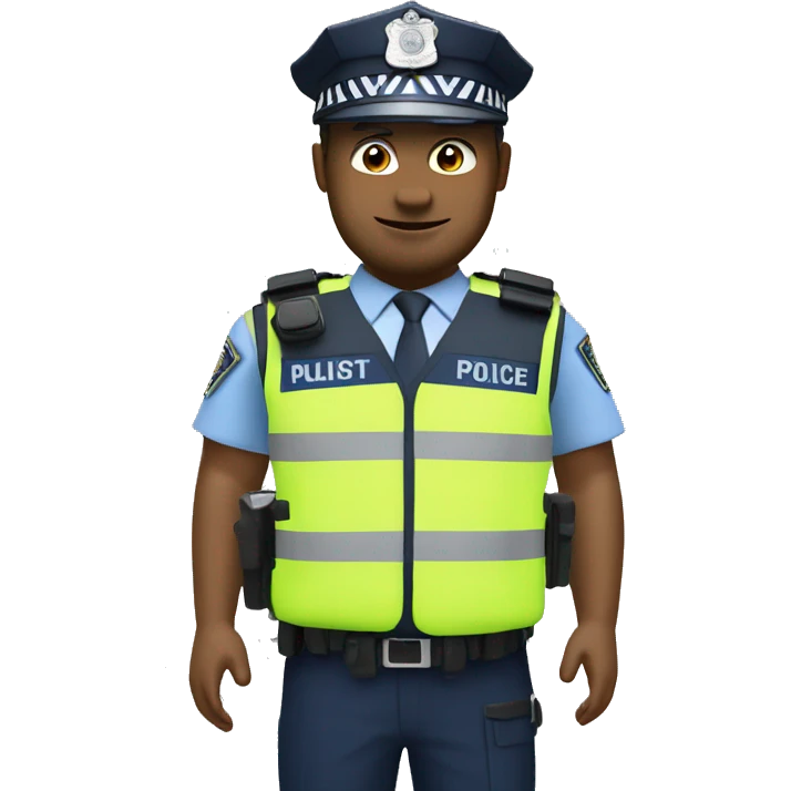 Police office with uk police gear - high vis vest emoji