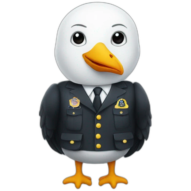 a seagull dress as FBI agent emoji