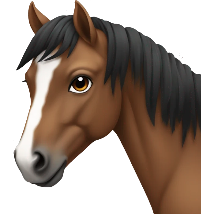 Brown horse with black manes and a white dot emoji