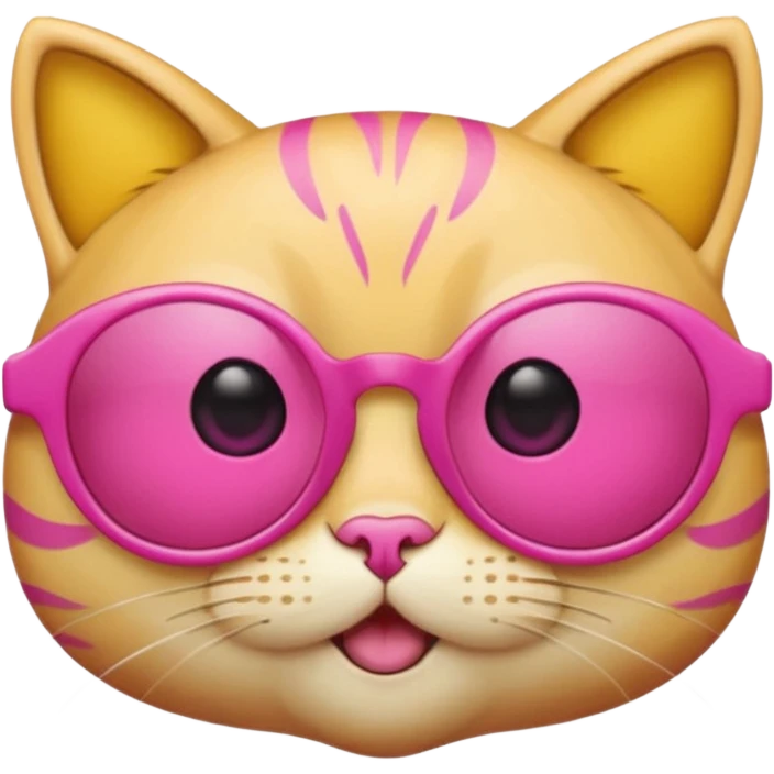 make a yellow circle face emoji with diva sun glasses that are like bright pink cat eye and like long lashes and the hand tilting the sunglaggeses dsown emoji