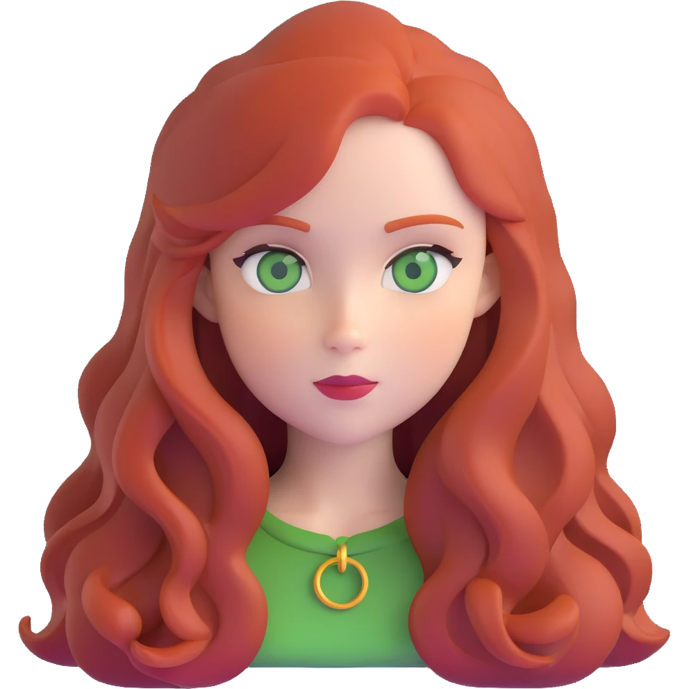 redhead with long hair and green eyes emoji