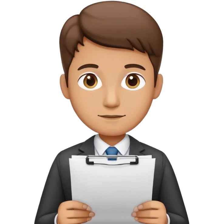 accountant with paper in hand, no glasses emoji