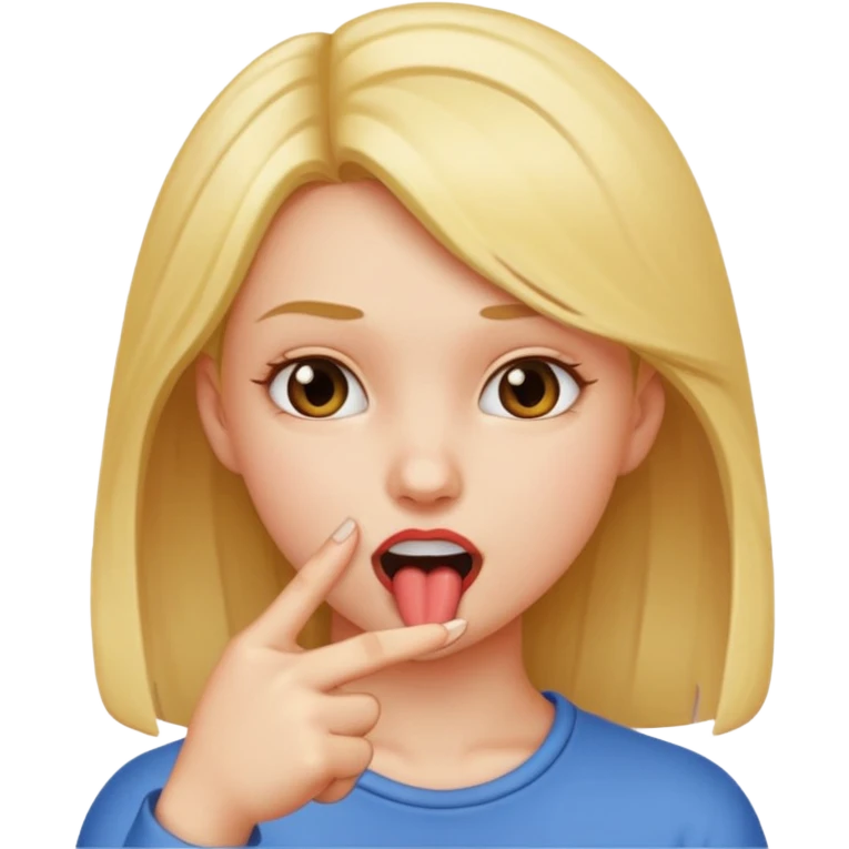 Chica mordiendose el dedo índice doblado emoji