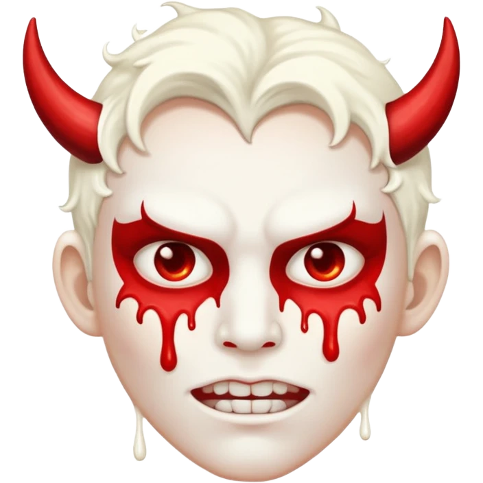 😈 with white cream splattered all across it’s face emoji