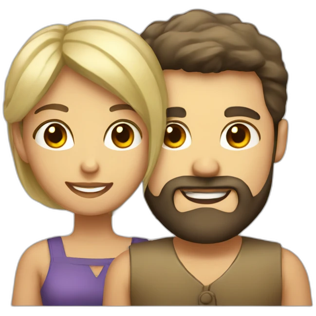 Blond bearded guy and dark hair woman in box emoji