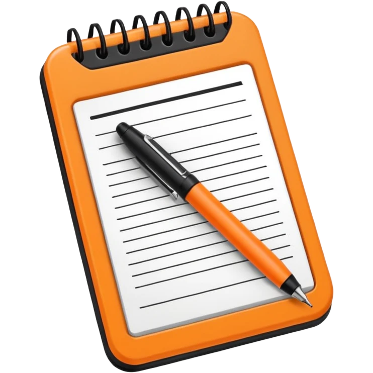 Orange notepad with pen emoji