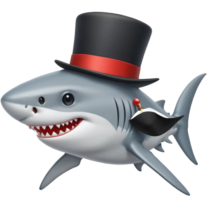 Shark with a top hat emoji