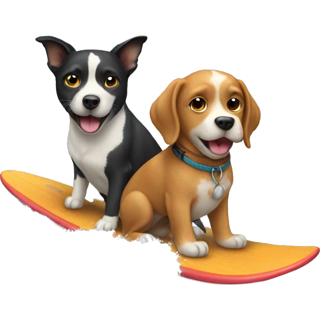 Dog and cat surfing emoji