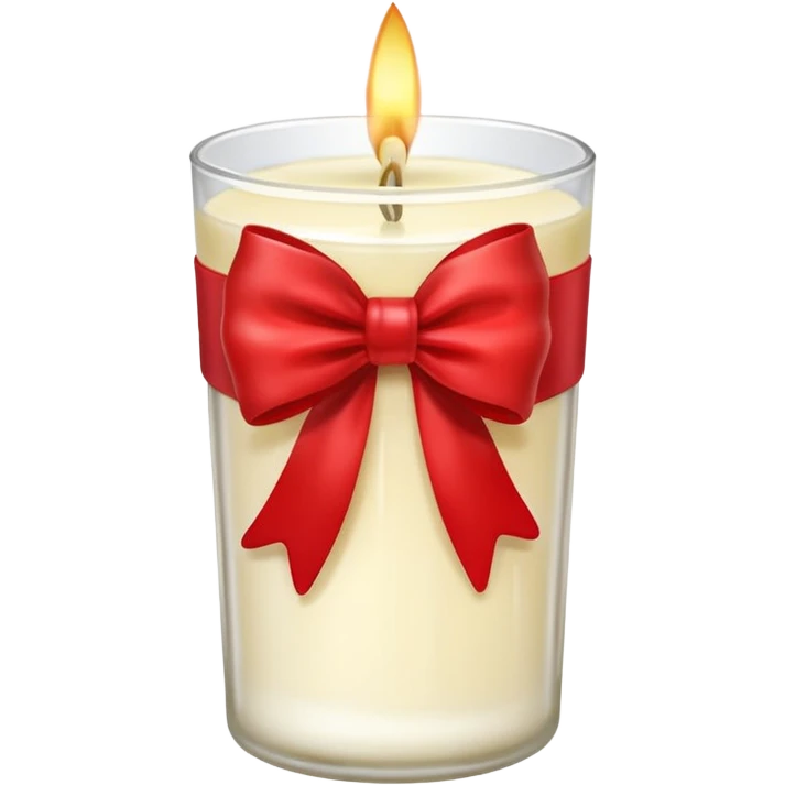 Soft vanilla long glass candle, with little red bow emoji