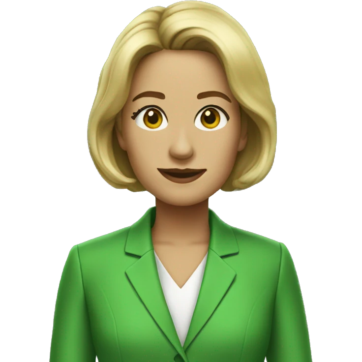 Katy Williams green suit emoji
