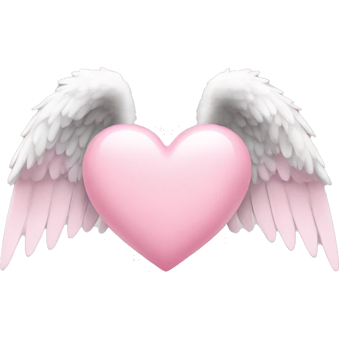 soft pink heart with angel wings emoji