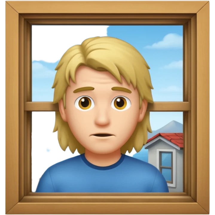 Guy with mullet peeking through window emoji