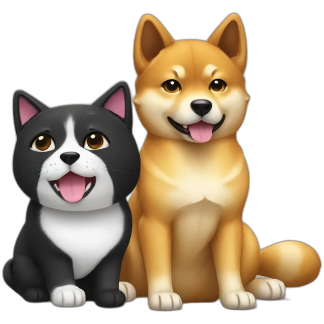 shibainu and black cat emoji