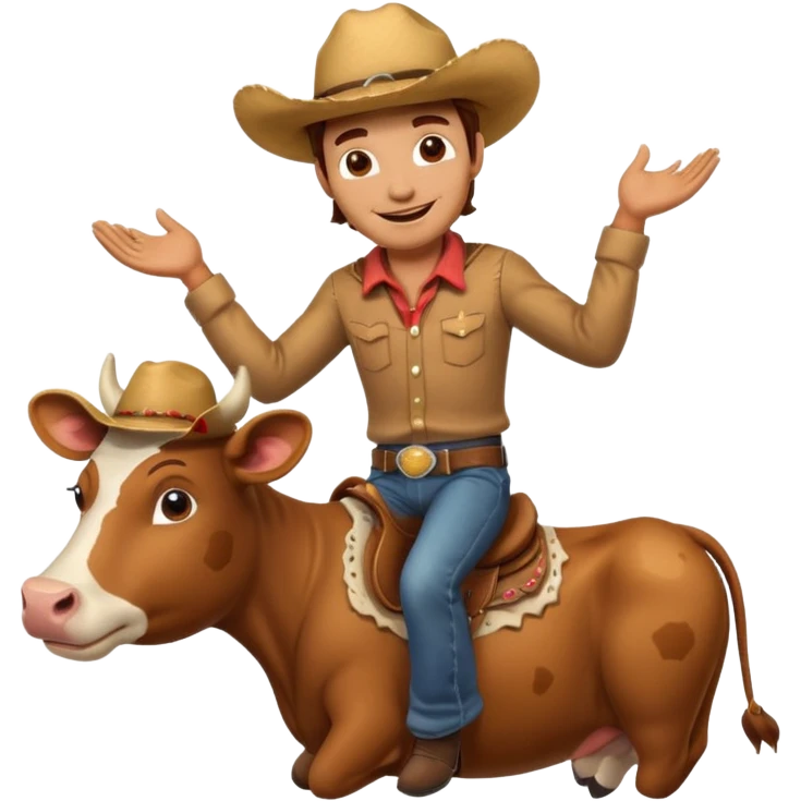brown cow riding a man emoji