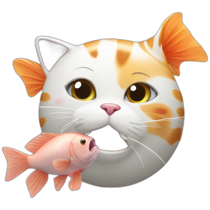 cat and fish playing together emoji