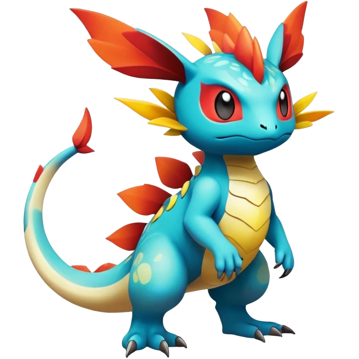 cool exotic fantasy-creature-Fakémon-Pokémon, full body, with markings emoji