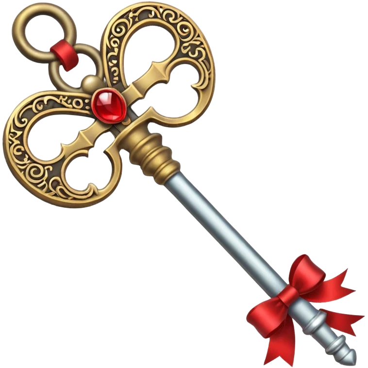 Christmas magic key with red ribbon emoji