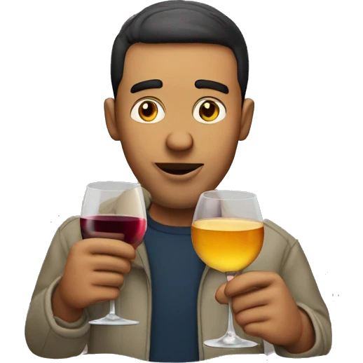 Guy drinking wines and cheese burg emoji
