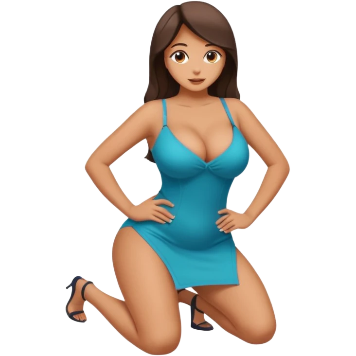 A full-length naked girl with big tits and a beautiful waist stands on all fours emoji