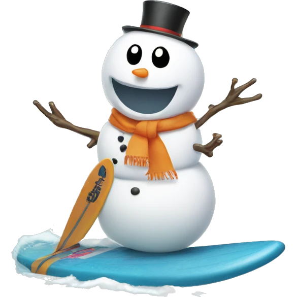 Snowman on a surfboard  emoji